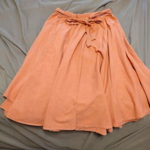 Pink linen circle skirt